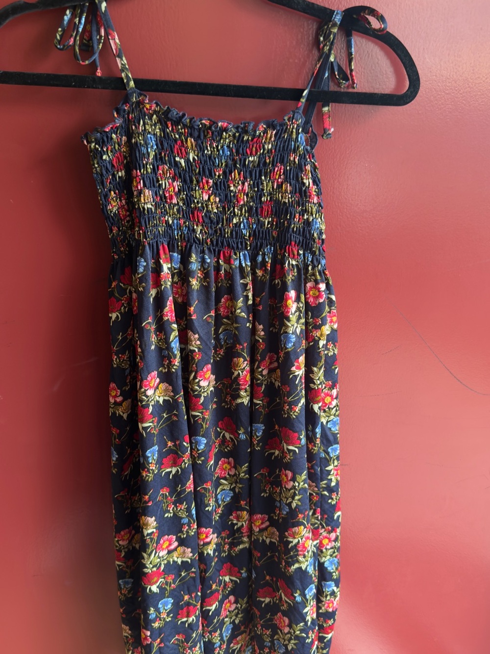 OP Navy Floral Smocked Sundress with Multicolor Blooms